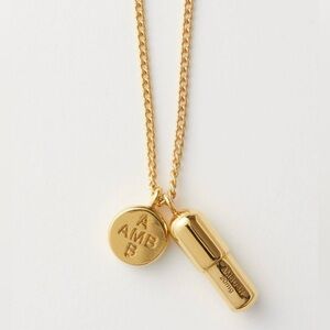 AMBUSH Gold Metal Chill Pill Charm Necklace,New In Box,One Size, Retail $480